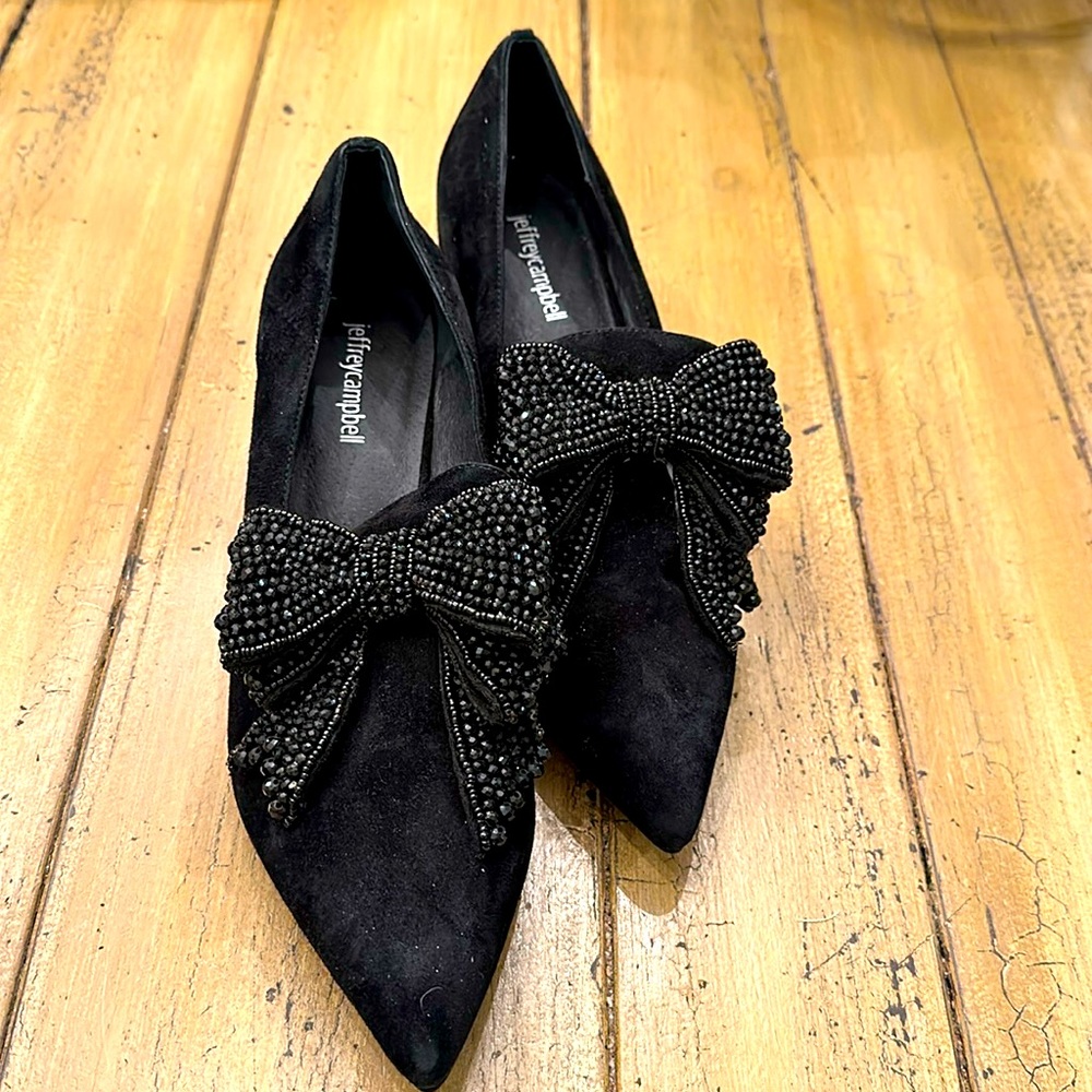 Jeffrey Campbell Valencia JH Black Rhinestone Suede Pumps